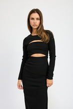 Load image into Gallery viewer, Long Sleeve Black Cutout Mini Dress