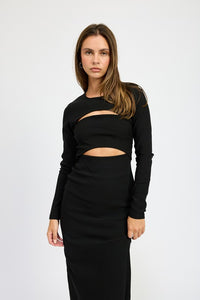 Long Sleeve Black Cutout Mini Dress