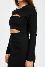 Load image into Gallery viewer, Long Sleeve Black Cutout Mini Dress