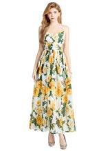 Load image into Gallery viewer, White Yellow Floral Maxi Backless Maxi Dress