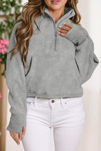 Load image into Gallery viewer, Stand Collar Ribbed Thumbhole Sleeve Sweatshirt