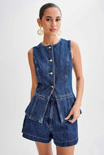 Load image into Gallery viewer, Denim Blue 2pc Vest &amp; Shorts Set