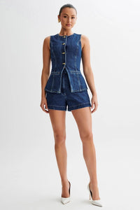 Denim Blue 2pc Vest & Shorts Set