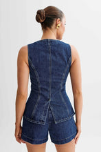 Load image into Gallery viewer, Denim Blue 2pc Vest &amp; Shorts Set