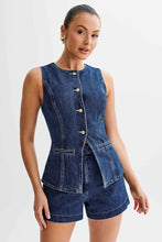 Load image into Gallery viewer, Denim Blue 2pc Vest &amp; Shorts Set