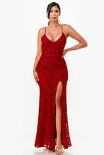 Load image into Gallery viewer, Backless Lace Red Mermaid Dress