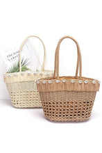 Load image into Gallery viewer, Sea Shell Iconic Faux Straw Tote Basket