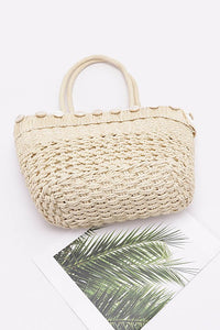 Sea Shell Iconic Faux Straw Tote Basket