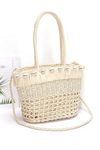 Load image into Gallery viewer, Sea Shell Iconic Faux Straw Tote Basket