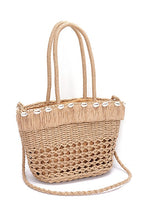 Load image into Gallery viewer, Sea Shell Iconic Faux Straw Tote Basket