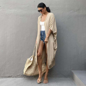 Silhouette Kimono Beige Cardigan Cover-up