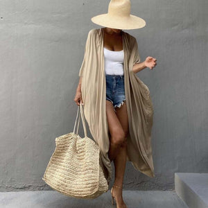 Silhouette Kimono Beige Cardigan Cover-up