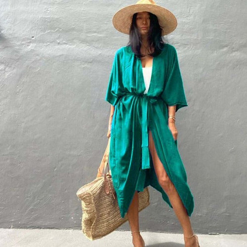 Silhouette Kimono Green Cardigan Cover-up