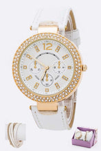 Load image into Gallery viewer, Crystal White Bezel Fashion Watch Bracelet Set