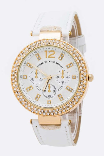 Crystal White Bezel Fashion Watch Bracelet Set