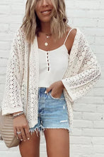 Load image into Gallery viewer, White Crochet Knit Drop Shoulder Cardigan