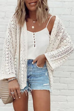 Load image into Gallery viewer, White Crochet Knit Drop Shoulder Cardigan