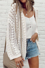 Load image into Gallery viewer, White Crochet Knit Drop Shoulder Cardigan