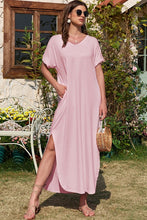 Load image into Gallery viewer, Soft Pink Hidden Pocket Splits Maxi T-Shirt Dress