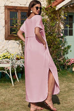 Load image into Gallery viewer, Soft Pink Hidden Pocket Splits Maxi T-Shirt Dress