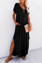 Load image into Gallery viewer, Soft Pink Hidden Pocket Splits Maxi T-Shirt Dress