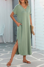 Load image into Gallery viewer, Soft Pink Hidden Pocket Splits Maxi T-Shirt Dress