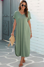 Load image into Gallery viewer, Soft Pink Hidden Pocket Splits Maxi T-Shirt Dress