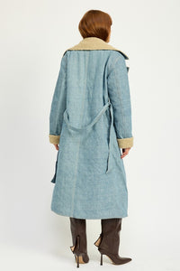 Everyday Light Blue Denim Maxi Coat Essential