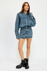 London Trends Denim Button-Up Casual Mini Dress