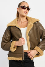 Load image into Gallery viewer, Luxury Shearling Dark Brown Moto Jacket