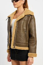 Load image into Gallery viewer, Luxury Shearling Dark Brown Moto Jacket