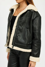 Load image into Gallery viewer, Luxury Shearling Dark Brown Moto Jacket