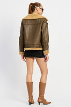 Load image into Gallery viewer, Luxury Shearling Dark Brown Moto Jacket