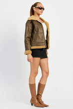 Load image into Gallery viewer, Luxury Shearling Dark Brown Moto Jacket