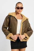 Load image into Gallery viewer, Luxury Shearling Dark Brown Moto Jacket