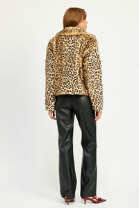 Cheetah Animal Print Furry Jacket