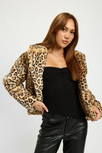 Cheetah Animal Print Furry Jacket