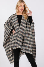 Load image into Gallery viewer, Oversize Plaid Raw Edge Ruana Cardigan