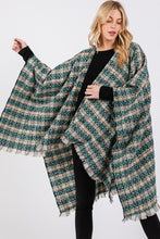 Load image into Gallery viewer, Oversize Plaid Raw Edge Ruana Cardigan