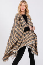 Load image into Gallery viewer, Oversize Plaid Raw Edge Ruana Cardigan