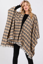 Load image into Gallery viewer, Oversize Plaid Raw Edge Ruana Cardigan