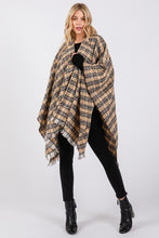 Load image into Gallery viewer, Oversize Plaid Raw Edge Ruana Cardigan