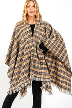 Load image into Gallery viewer, Oversize Plaid Raw Edge Ruana Cardigan