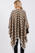 Load image into Gallery viewer, Oversize Plaid Raw Edge Ruana Cardigan