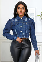 Load image into Gallery viewer, Casual Dark Denim Puff Sleeve Jacket