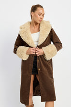 Load image into Gallery viewer, Faux Brown Fur Mid Trench Coat