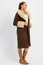 Load image into Gallery viewer, Faux Brown Fur Mid Trench Coat