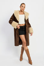 Load image into Gallery viewer, Faux Brown Fur Mid Trench Coat