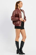 Load image into Gallery viewer, Vintage Burgundy Leather Bomber Jacket