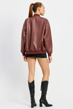 Load image into Gallery viewer, Vintage Burgundy Leather Bomber Jacket